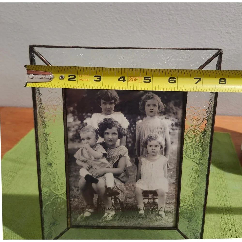 J. Devlin Glass Art Picture Frame 5x7 Embossed Stained Glass Free Standing